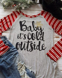 Baby It's Cold Outside Red/White Striped Long Sleeve