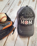 Distressed Baseball Mom Trucker Hat