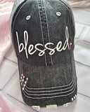 Distressed Trucker Hat "Blessed" with Bling
