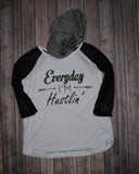 Ladies Everyday I'm Hustlin' Lace Sleeve T-shirt