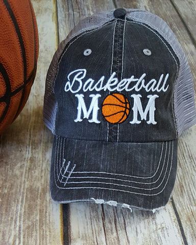 Distressed Trucker Hat "Basketball Mom"
