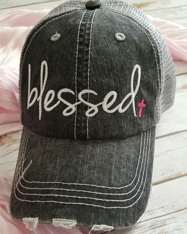 Distressed Trucker Hat "Blessed"