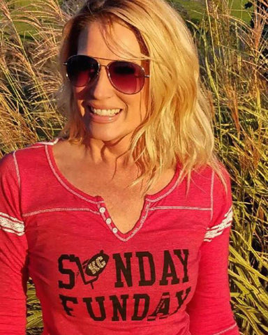 KC Sunday Funday Three-Quarter Sleeve Henley Tee